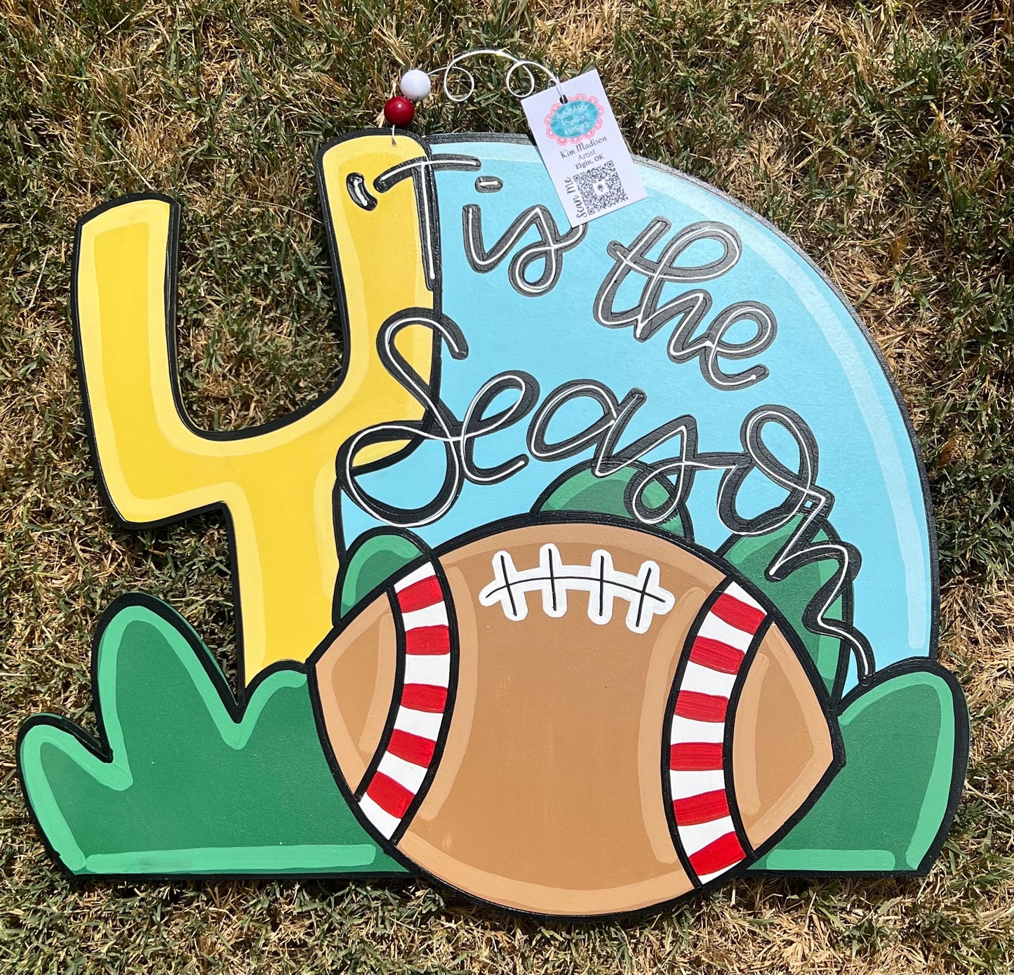 Handmade Football Door Hanger, Sports Decor (19"x22.5")