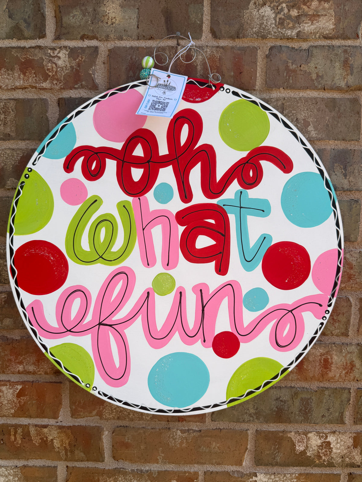 Oh What Fun Colorful Round Door Hanger