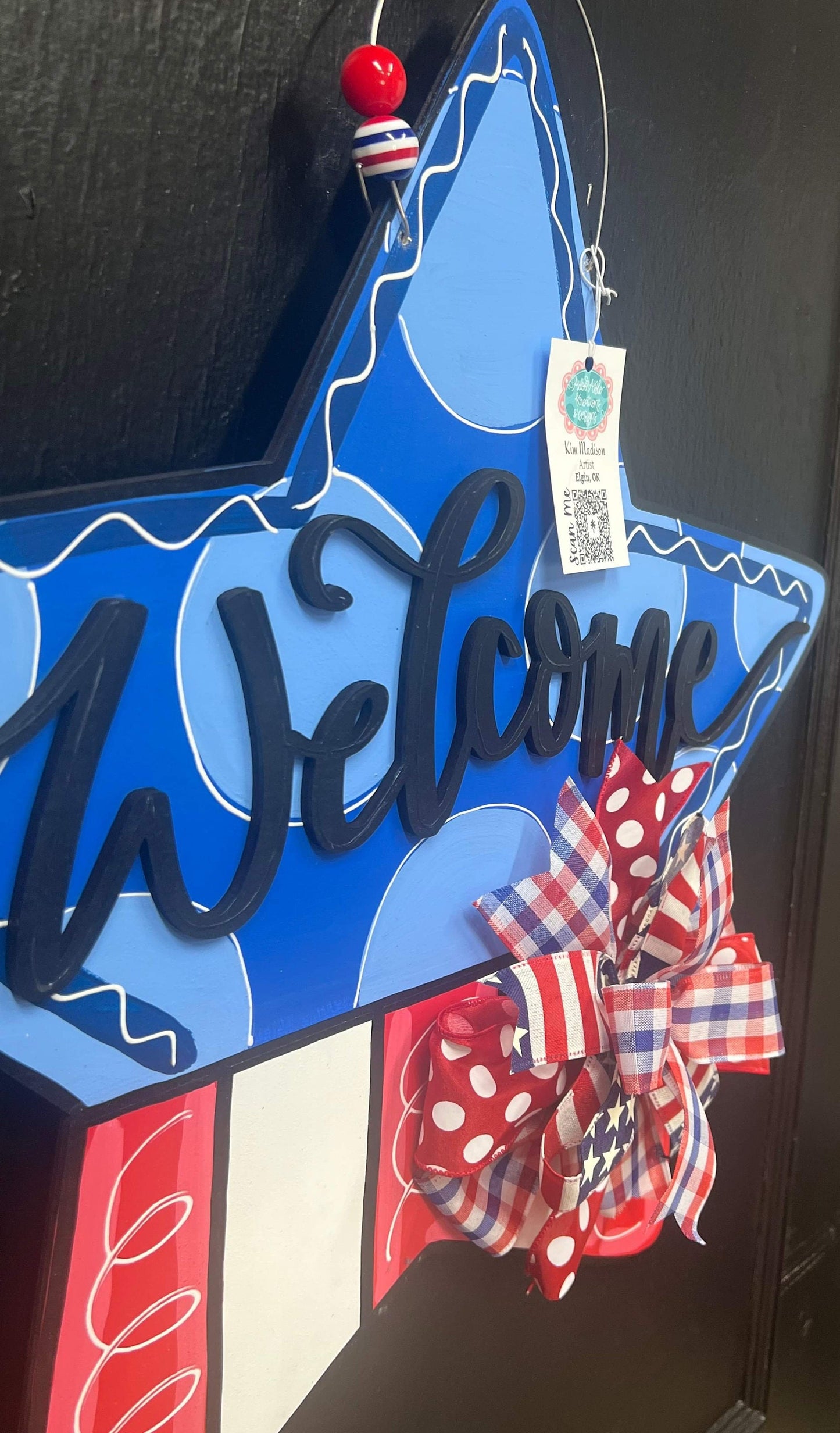 3D Welcome Star Door Hanger, USA Patriotic Decor, 21x22