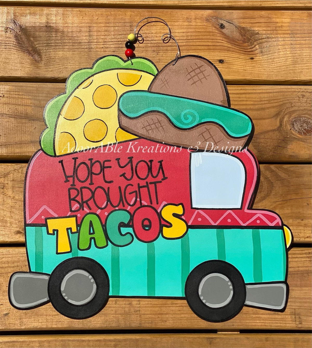 Taco Truck Door Hanger, Cinco De Mayo Decor (18.5"x19")