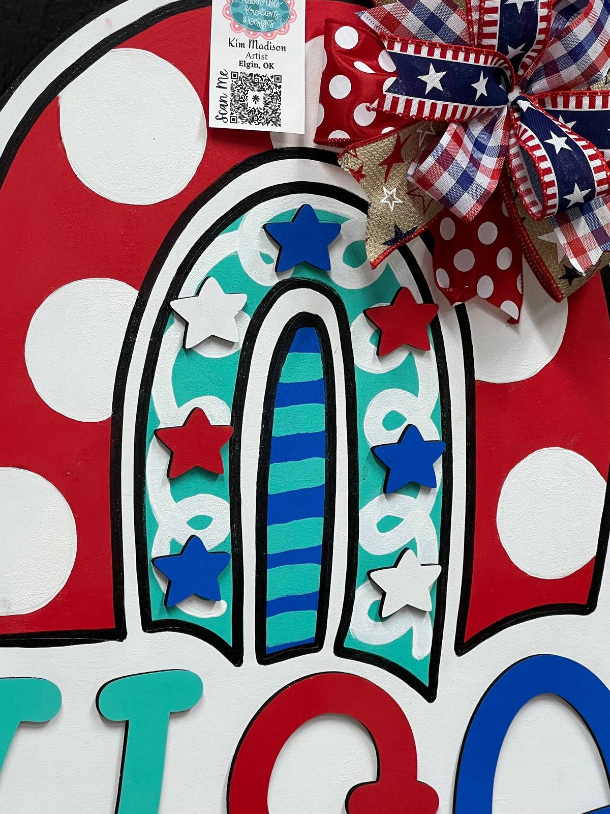 3D USA Rainbow Door Hanger, Patriotic Star Decor, 4th of July