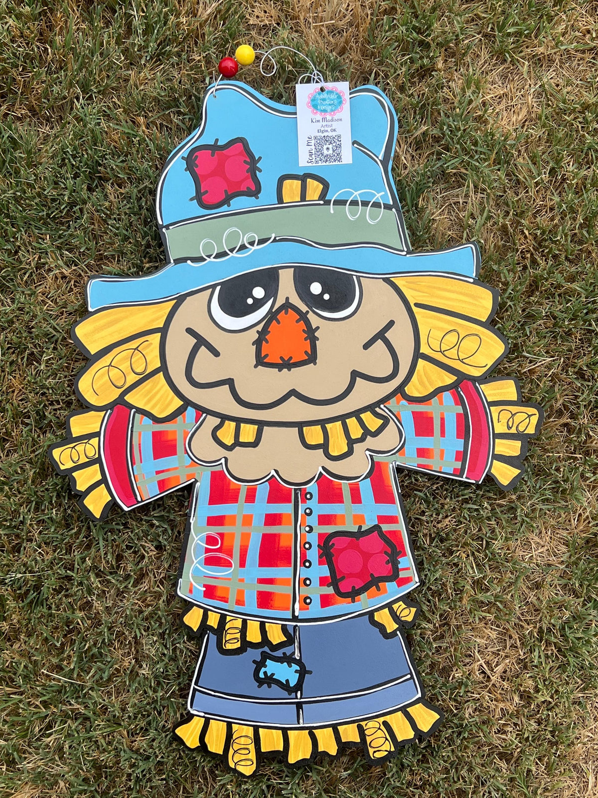 Handmade Scarecrow Door Hanger, Fall Decor (19x26)