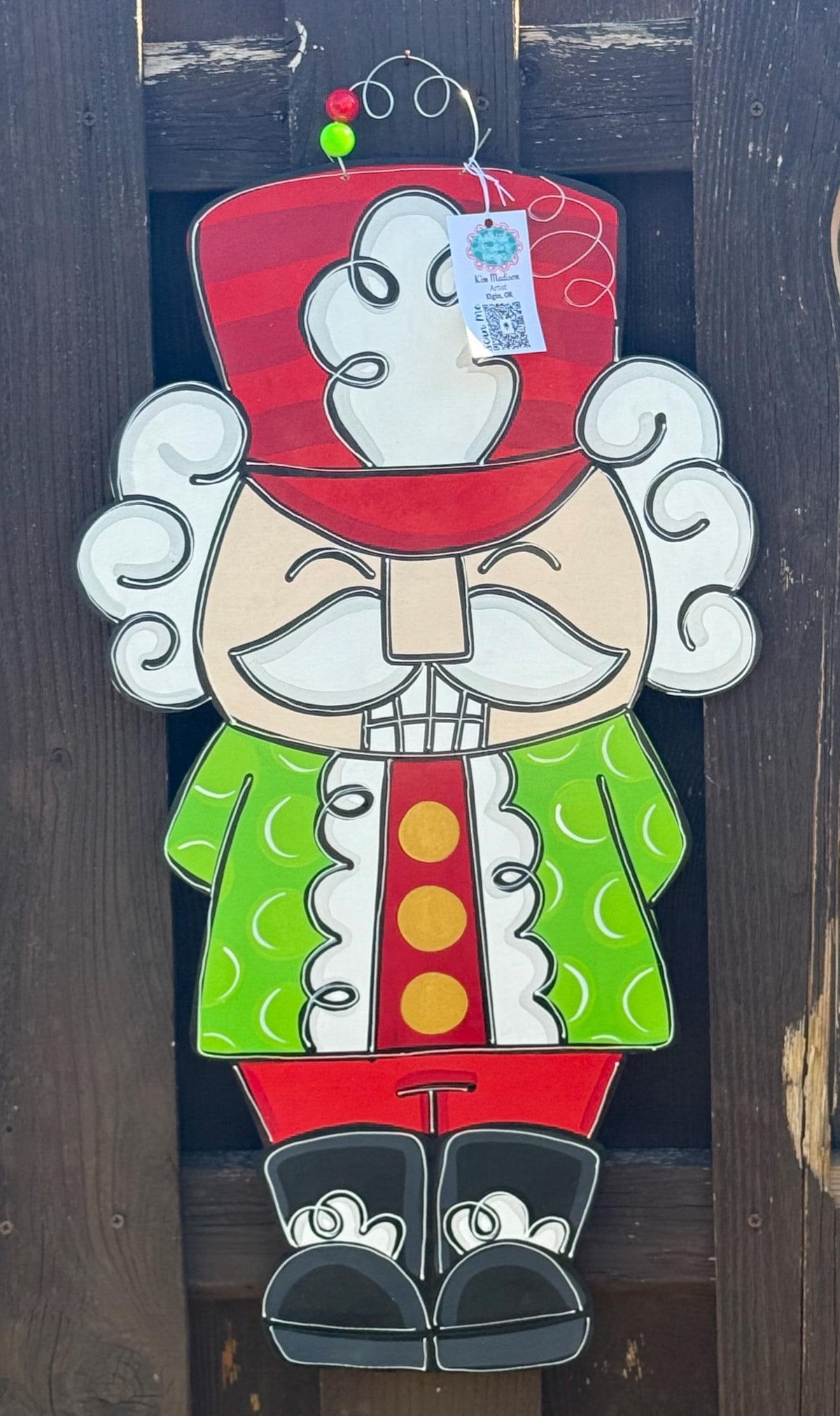 Hand Painted Nutcracker Door Hanger, Christmas Decor (16”x30")