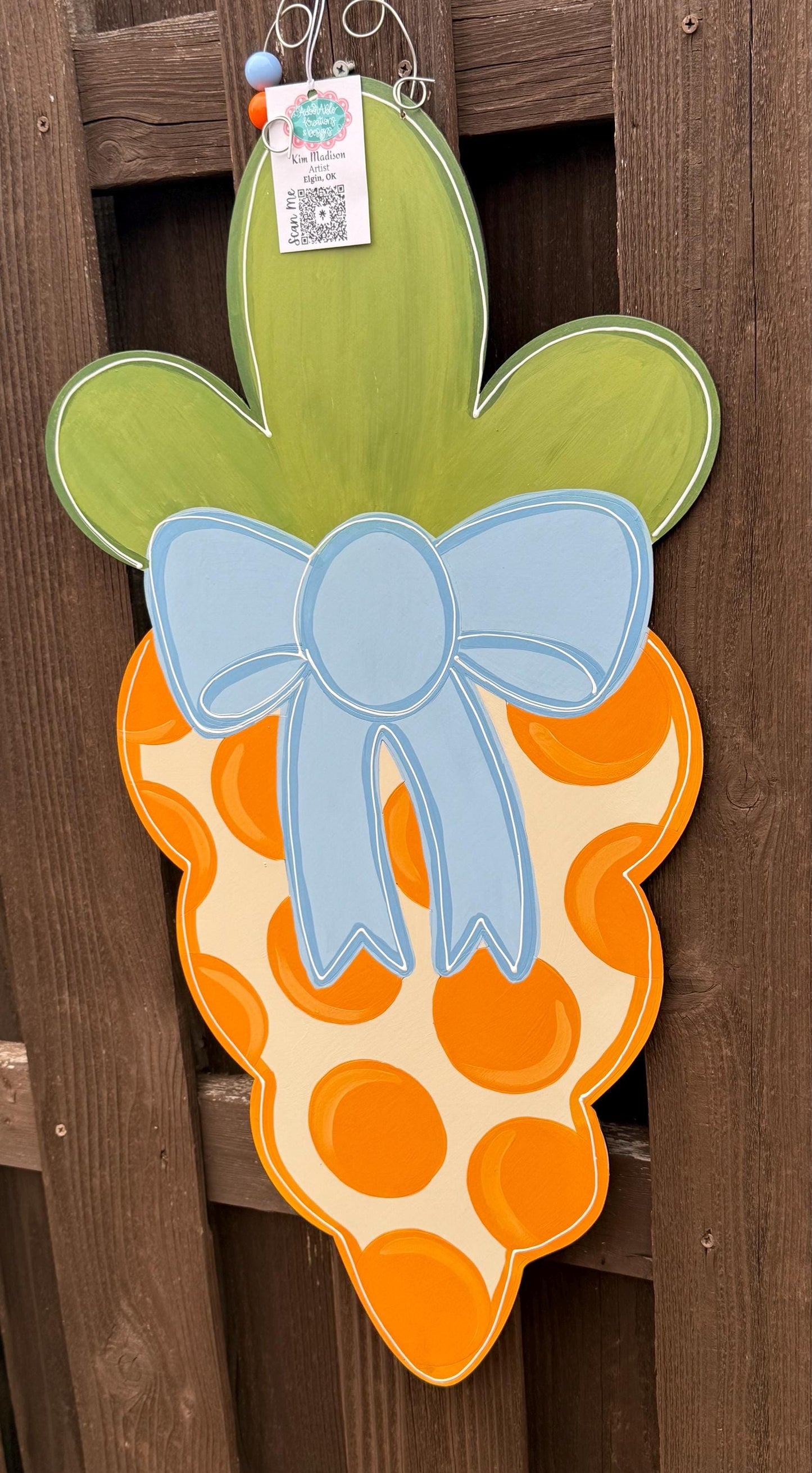 Carrot Door Hanger with Bow, Easter Spring Decor
