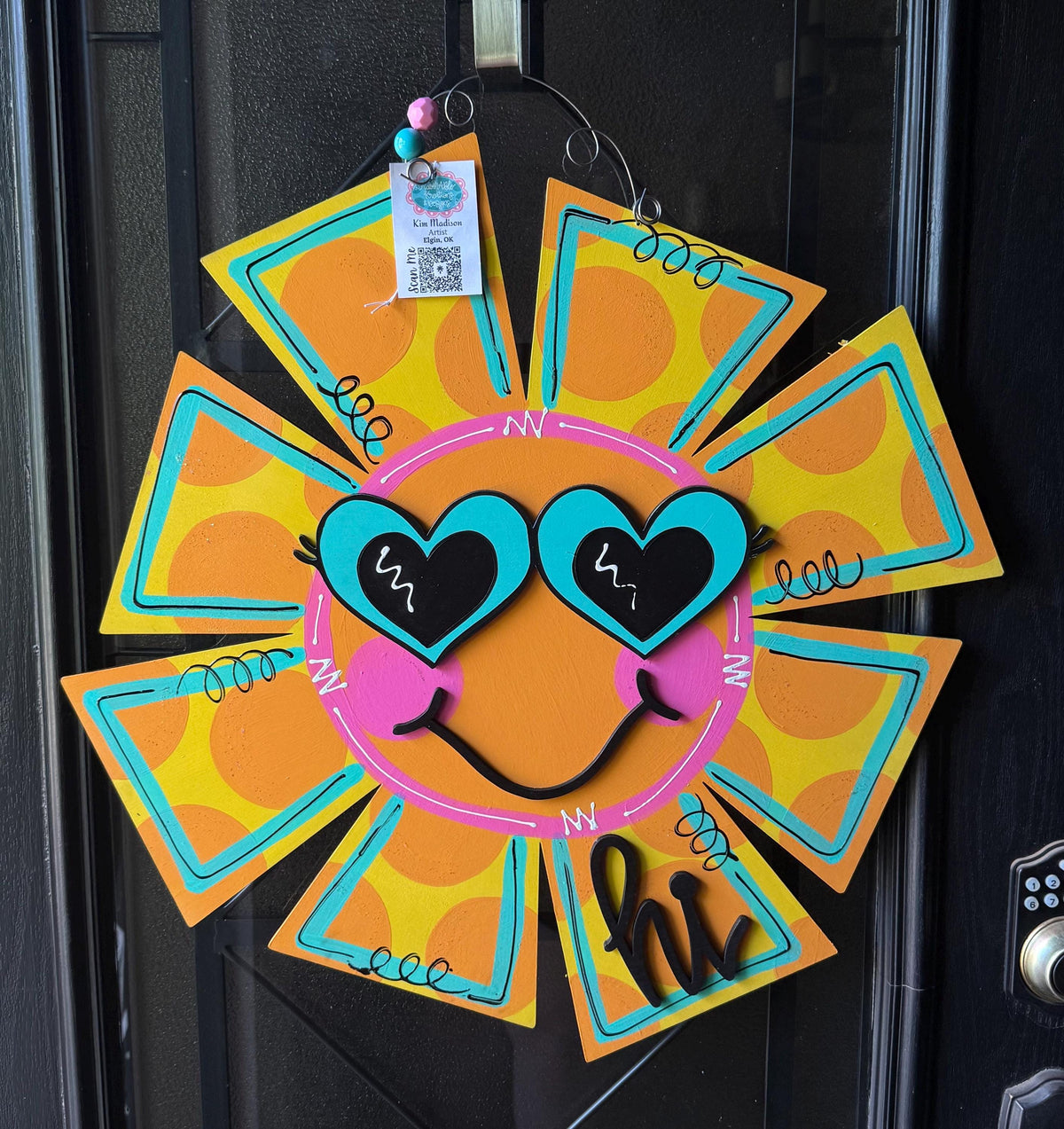 Summer Sun Door Hanger with Sunglasses, Beach Decor (22"x22")