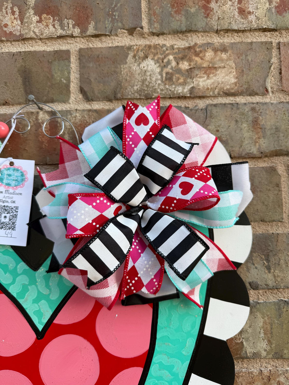 Valentine Turquoise Heart door hanger, 19.5”x23”