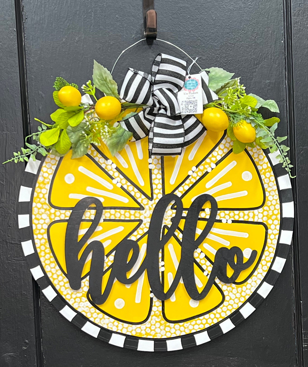 Lemon Hello 3D door hanger, Lemon, door hanger, Summer, 22” round