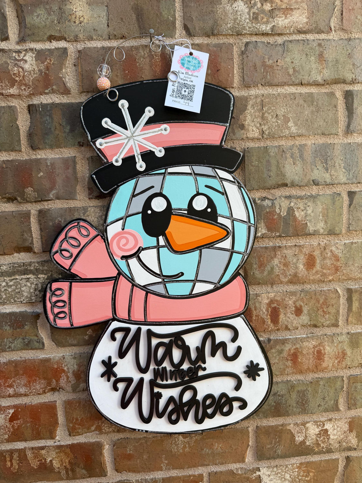 Warm Winter Wishes Snowman Door Hanger (15"x22")