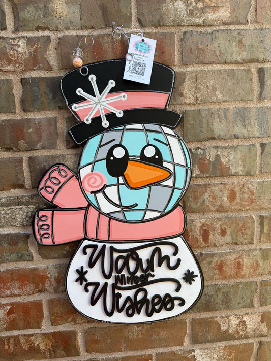 Warm Winter Wishes Snowman Door Hanger (15"x22")