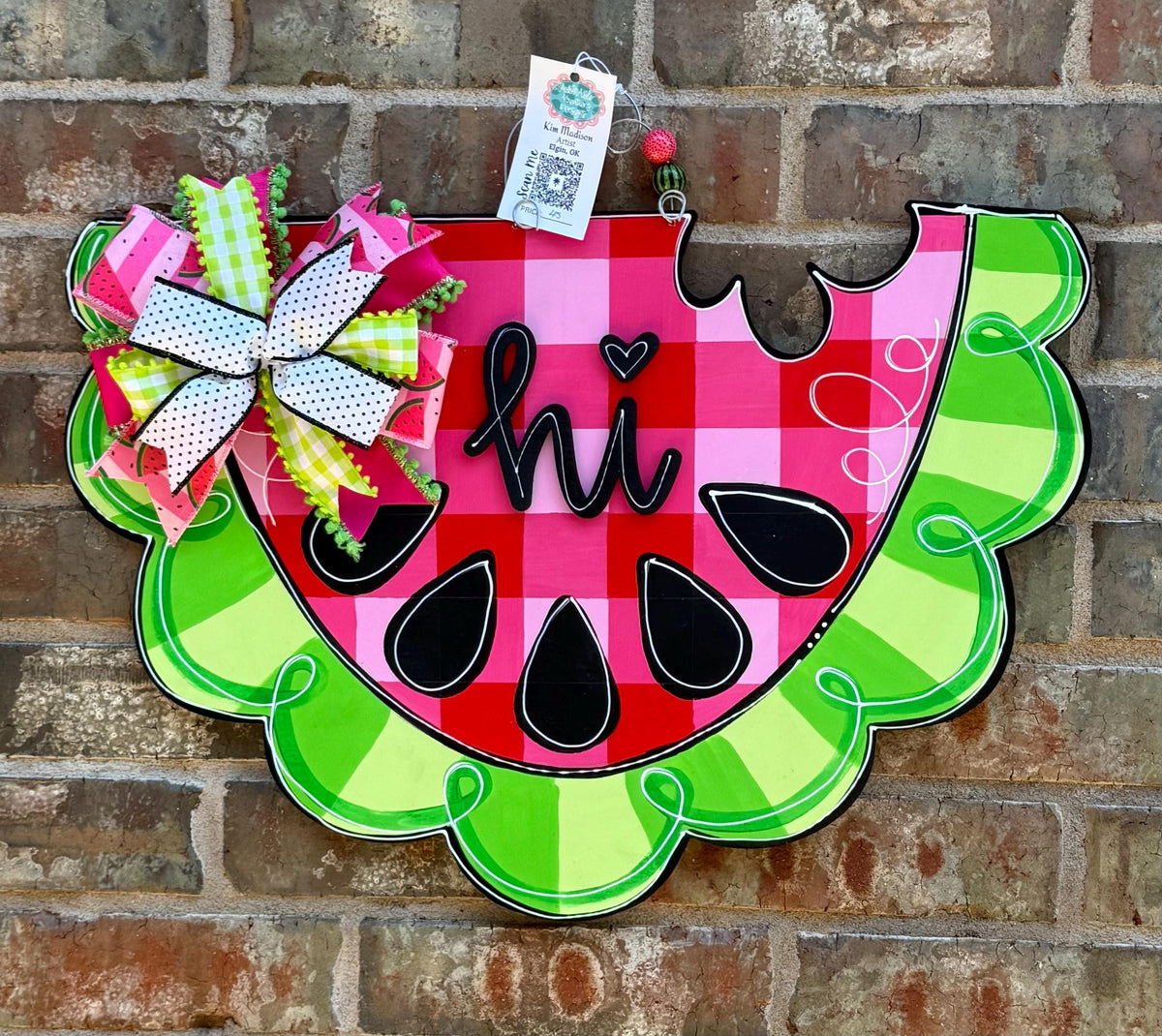 Watermelon Door Hanger: Summer Painted Birch Decor (19"x23")