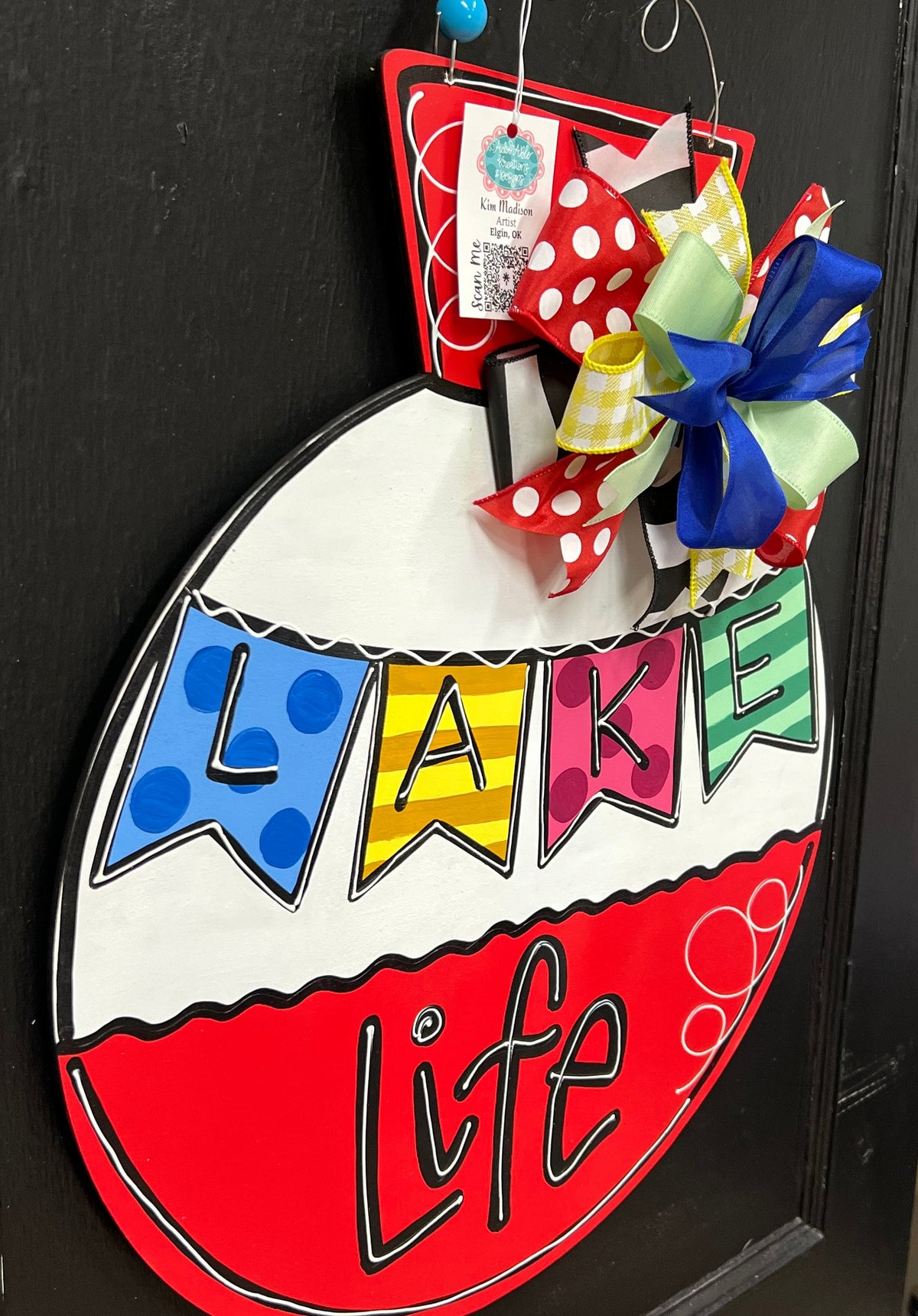 Lake Life Bobber Door Hanger, Summer Decor (18"x22")