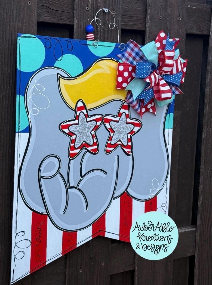 Trump Elephant Door Hanger, Patriotic USA Banner (19"x23")