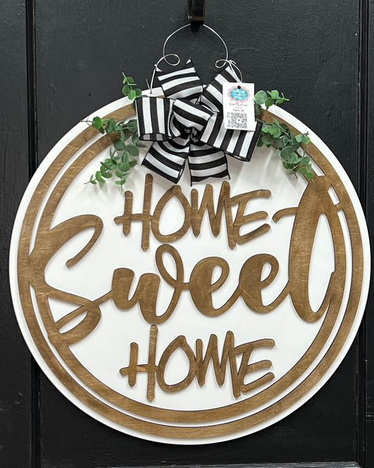 3D Home Sweet Home Door Hanger, Everyday Decor (23" Round)