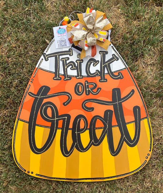 Candy Corn Halloween Door Hanger, Trick or Treat, Fall Decor
