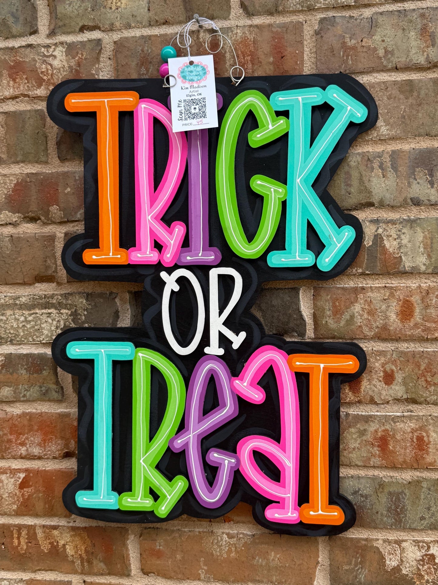 Trick or Treat Door Hanger: 3D Halloween Porch Decor