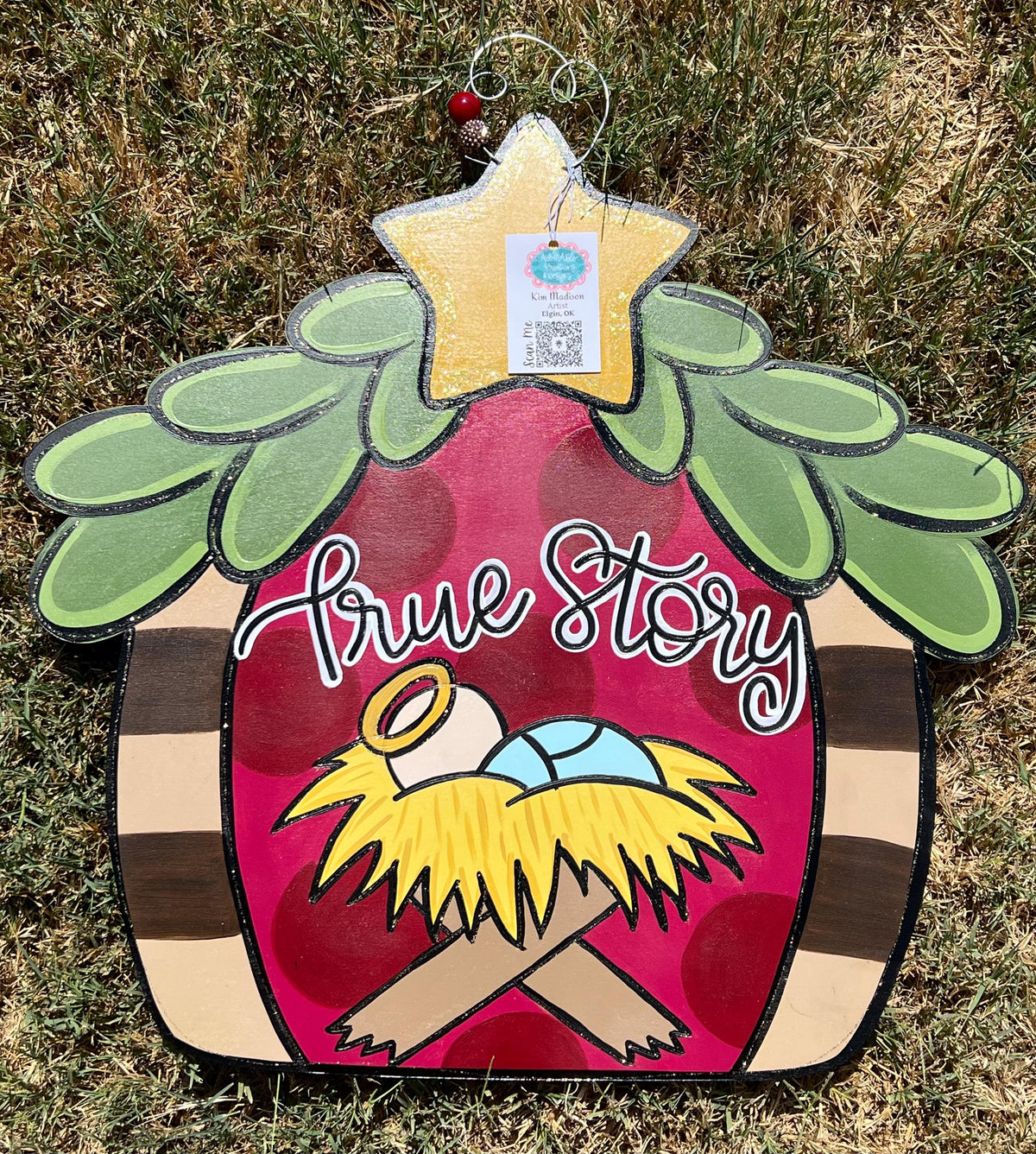 True Story Nativity Door Hanger, Christmas Decor (19x23")