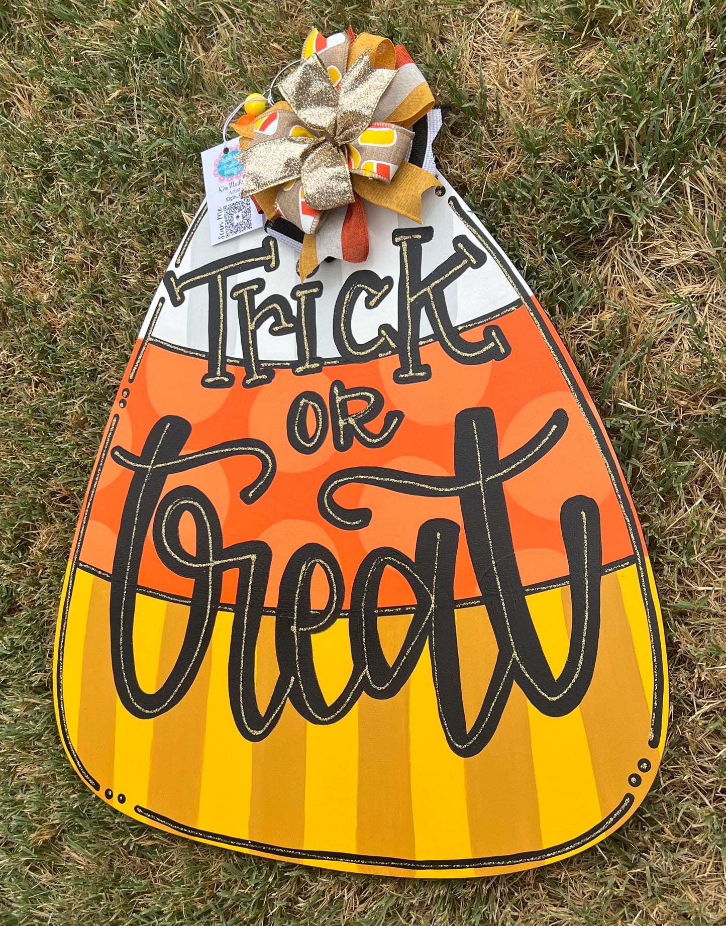 Candy Corn Halloween Door Hanger, Trick or Treat, Fall Decor