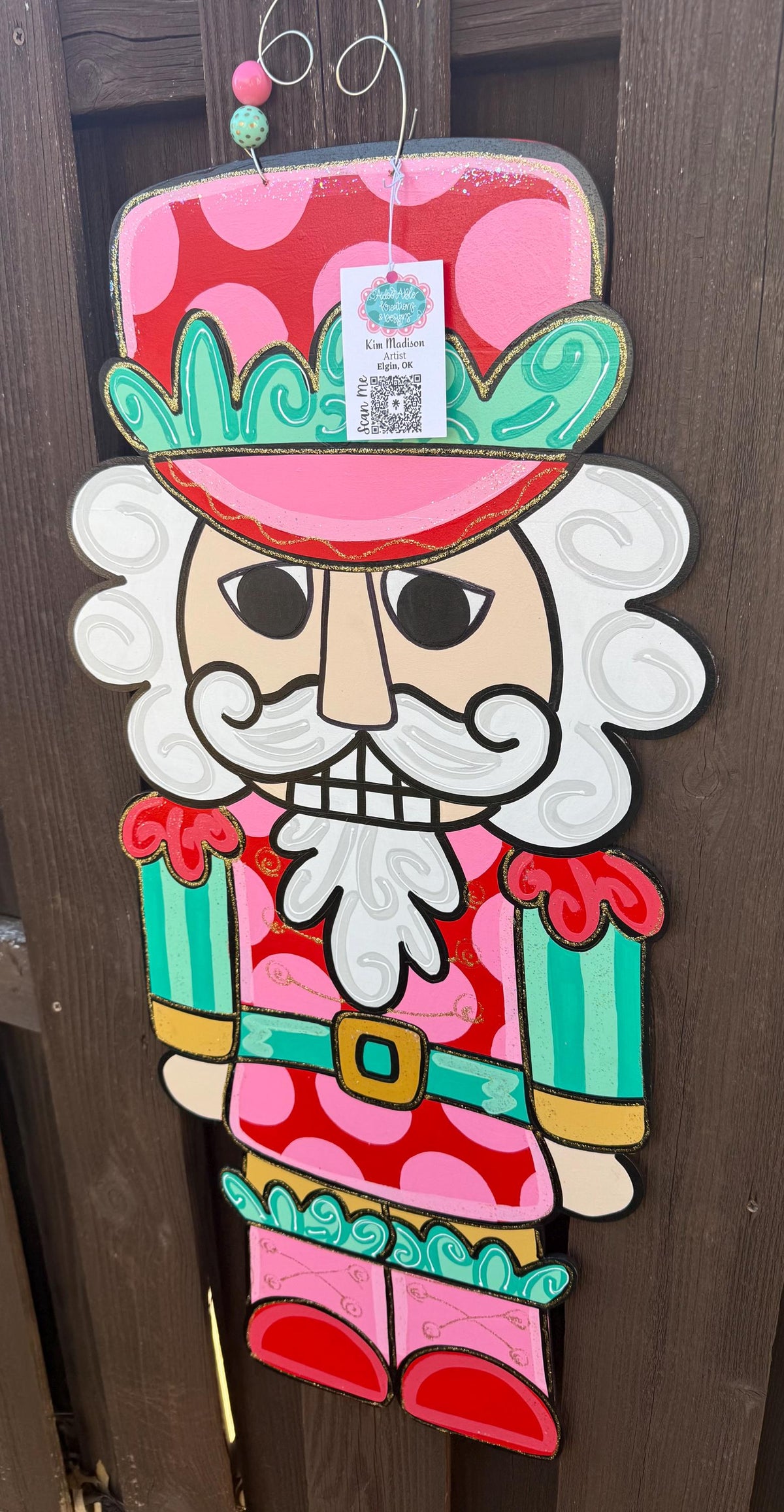 Hand Painted Nutcracker Door Hanger, Christmas Decor, 16”x34