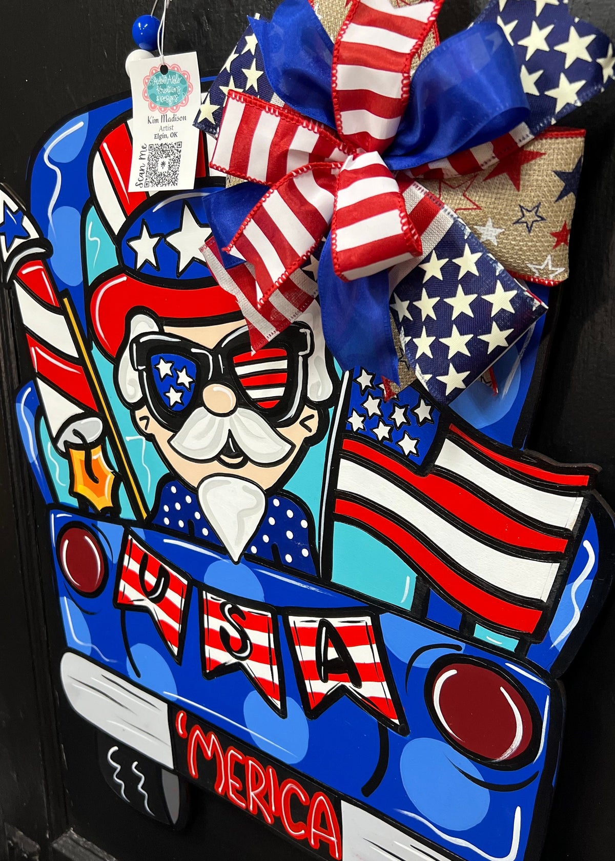 Uncle Sam Truck Door Hanger, 4th of July Decor (19"x22")