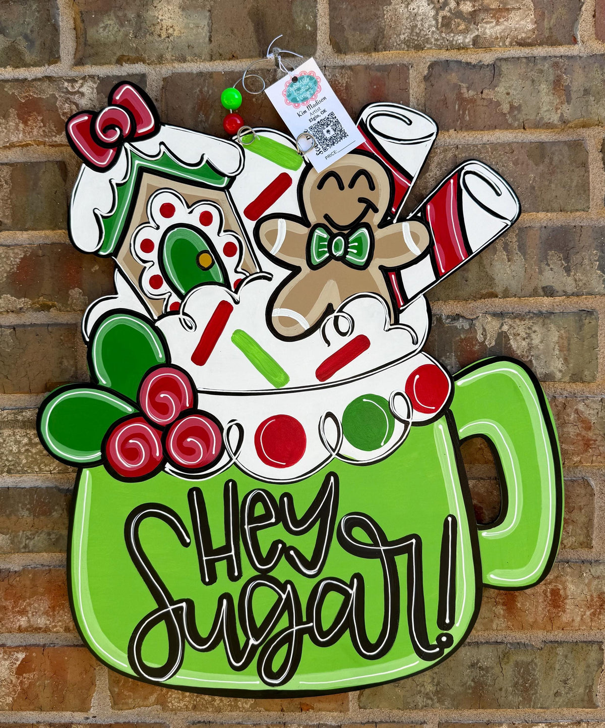 Hey Sugar Gingerbread Mug Door Hanger, Christmas Decor