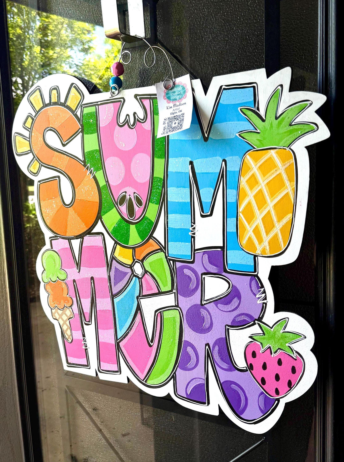 Summer Word Door Hanger, Painted Birch, Summer Decor