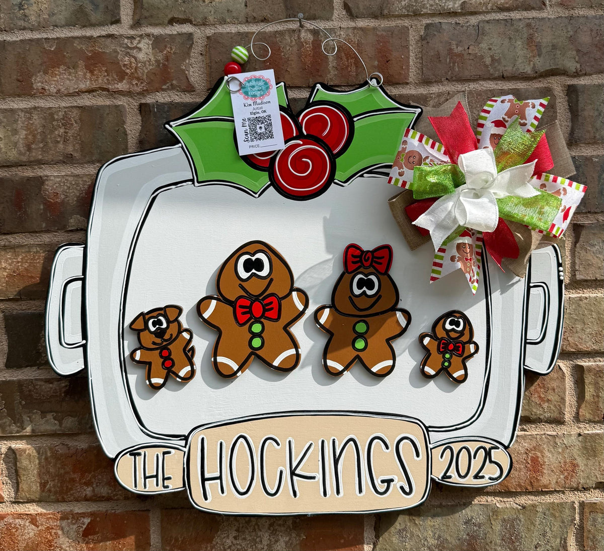 Gingerbread Family Cookie Sheet Door Hanger, Christmas Holiday Decor