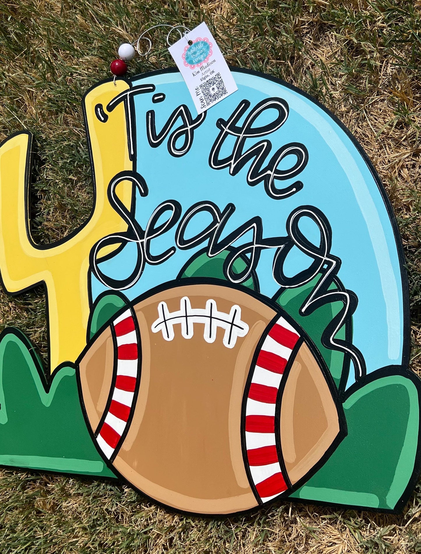 Handmade Football Door Hanger, Sports Decor (19"x22.5")