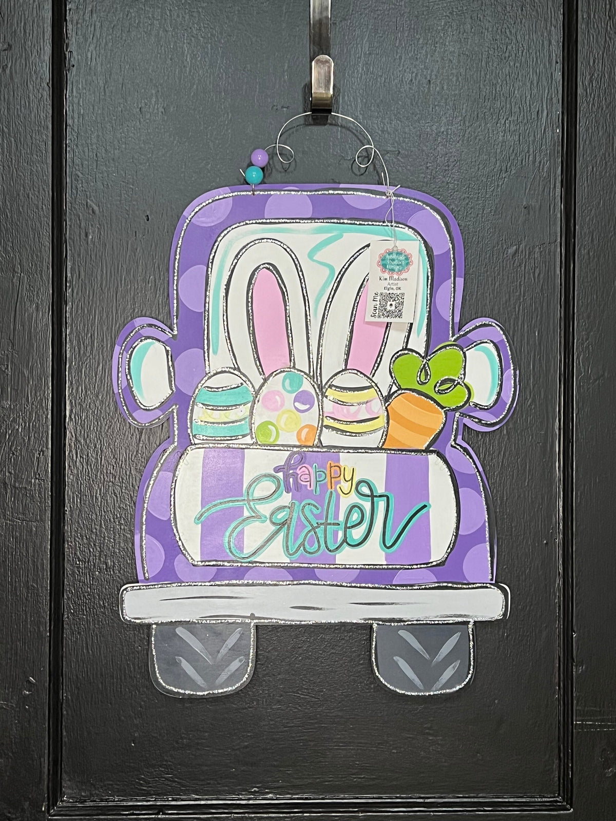Easter Bunny Truck Door Hanger, Spring Decor (19”x23")