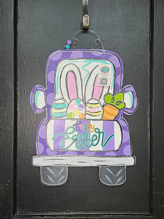 Easter Bunny Truck Door Hanger, Spring Decor (19”x23")