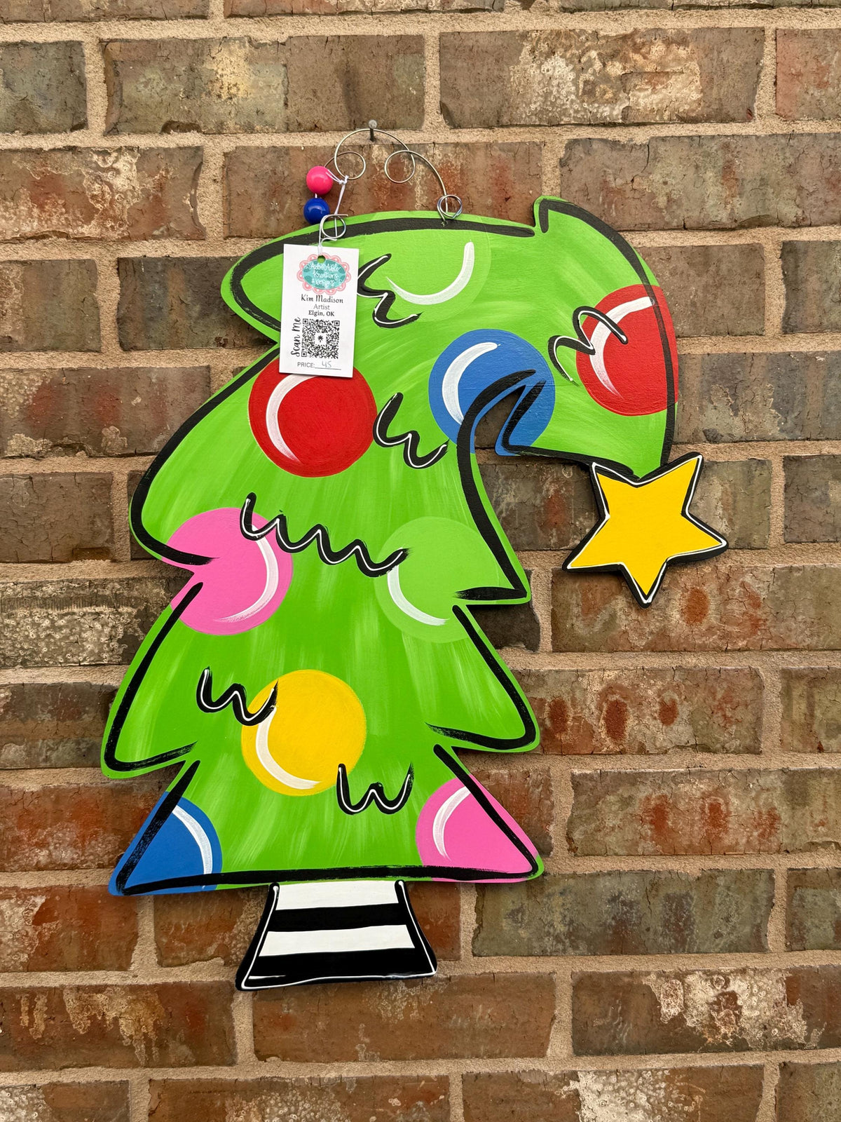 WhoVille Christmas Tree Door Hanger, Whimsical Holiday Decor