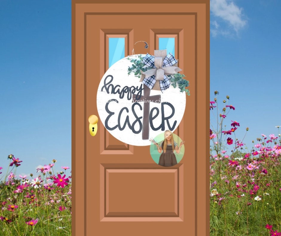 Happy Easter Cross Door Hanger, Farmhouse Spring Decor