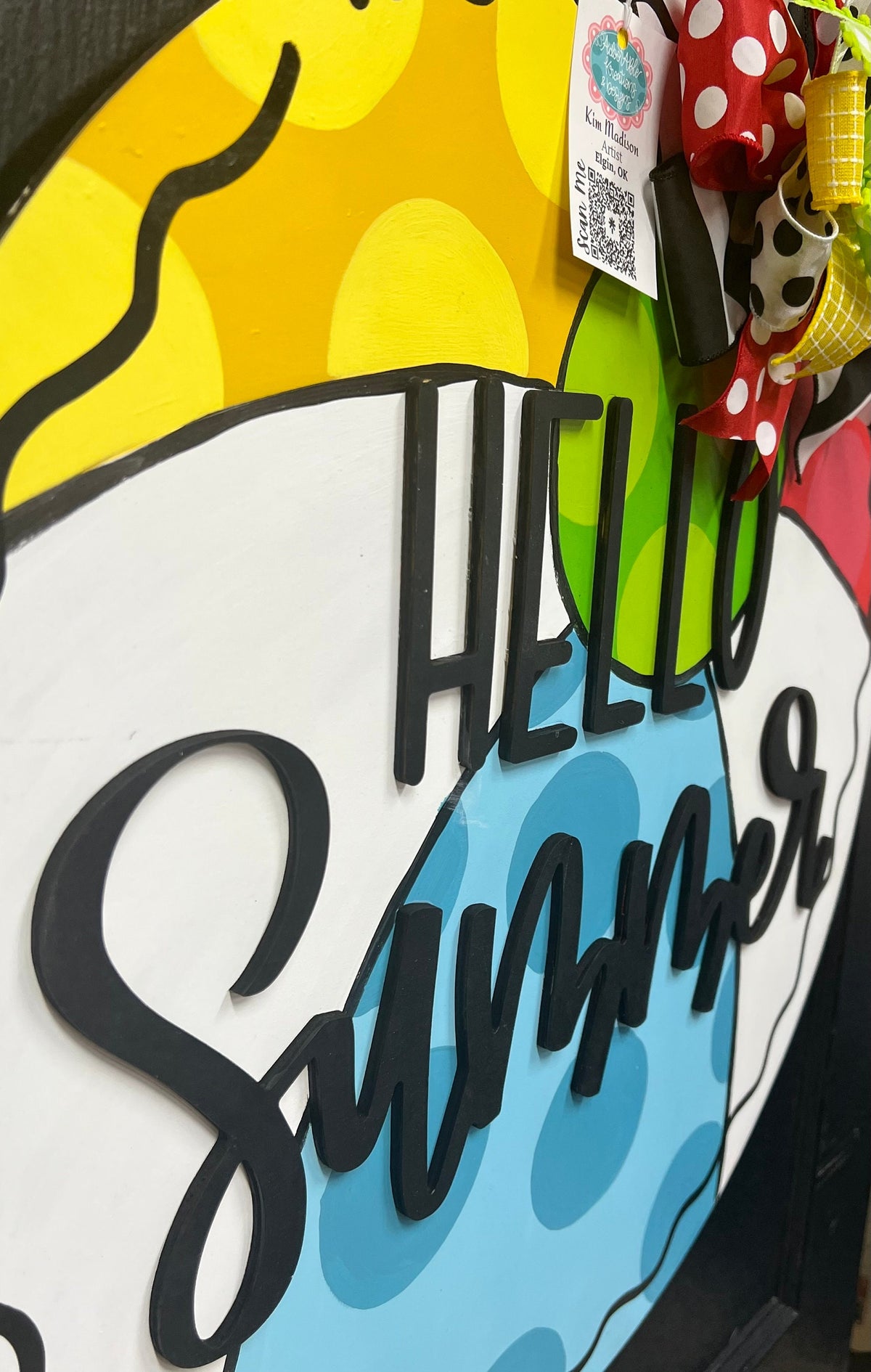 3D Hello Summer Beachball Door Hanger, 23" Round