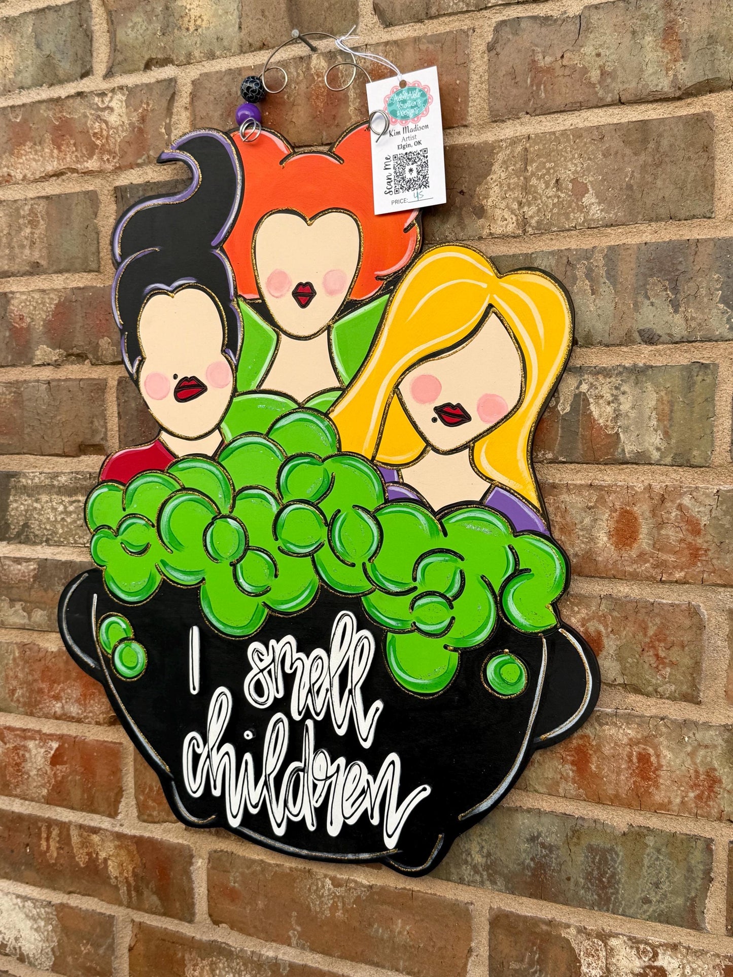 Hocus Pocus Cauldron Door Hanger: Halloween Fall Decor, 18"x22"