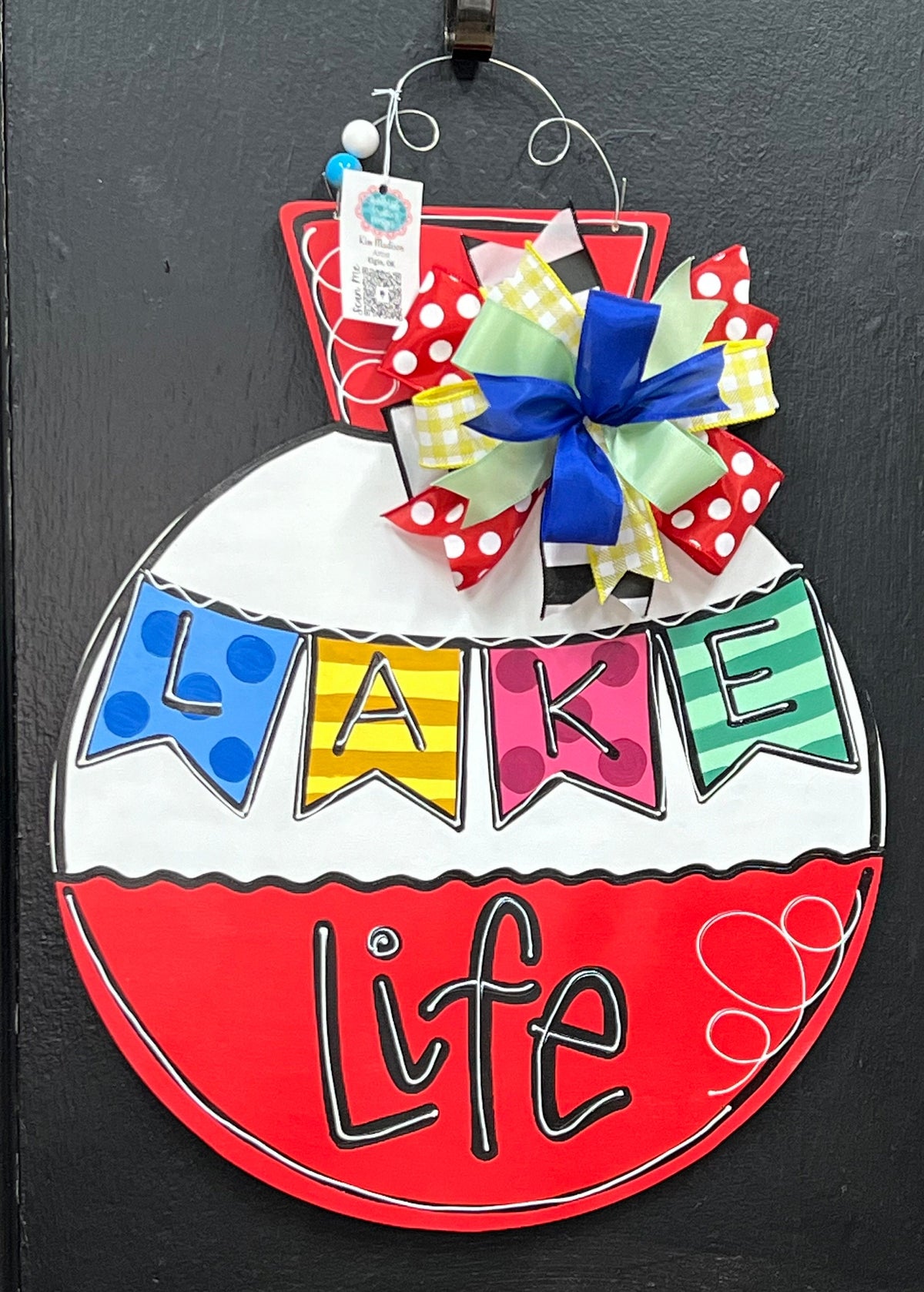 Lake Life Bobber Door Hanger, Summer Decor (18"x22")
