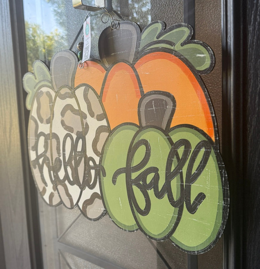 Hello Fall Pumpkin Trio Door Hanger