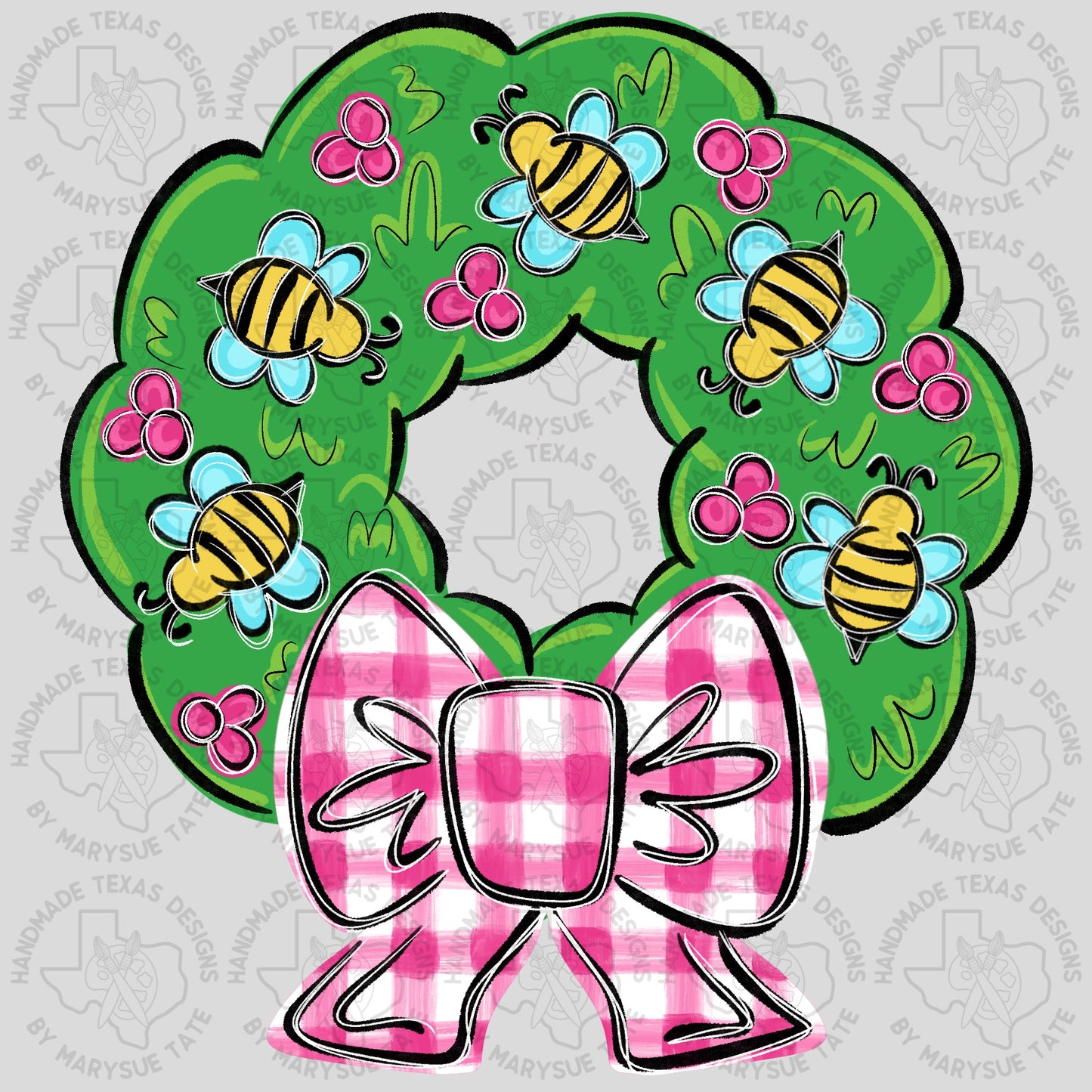 Bee Wreath - Handmade Texas Designs