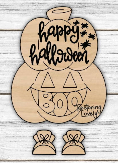 Boo Stacked Pumpkin - Restoring Lovely
