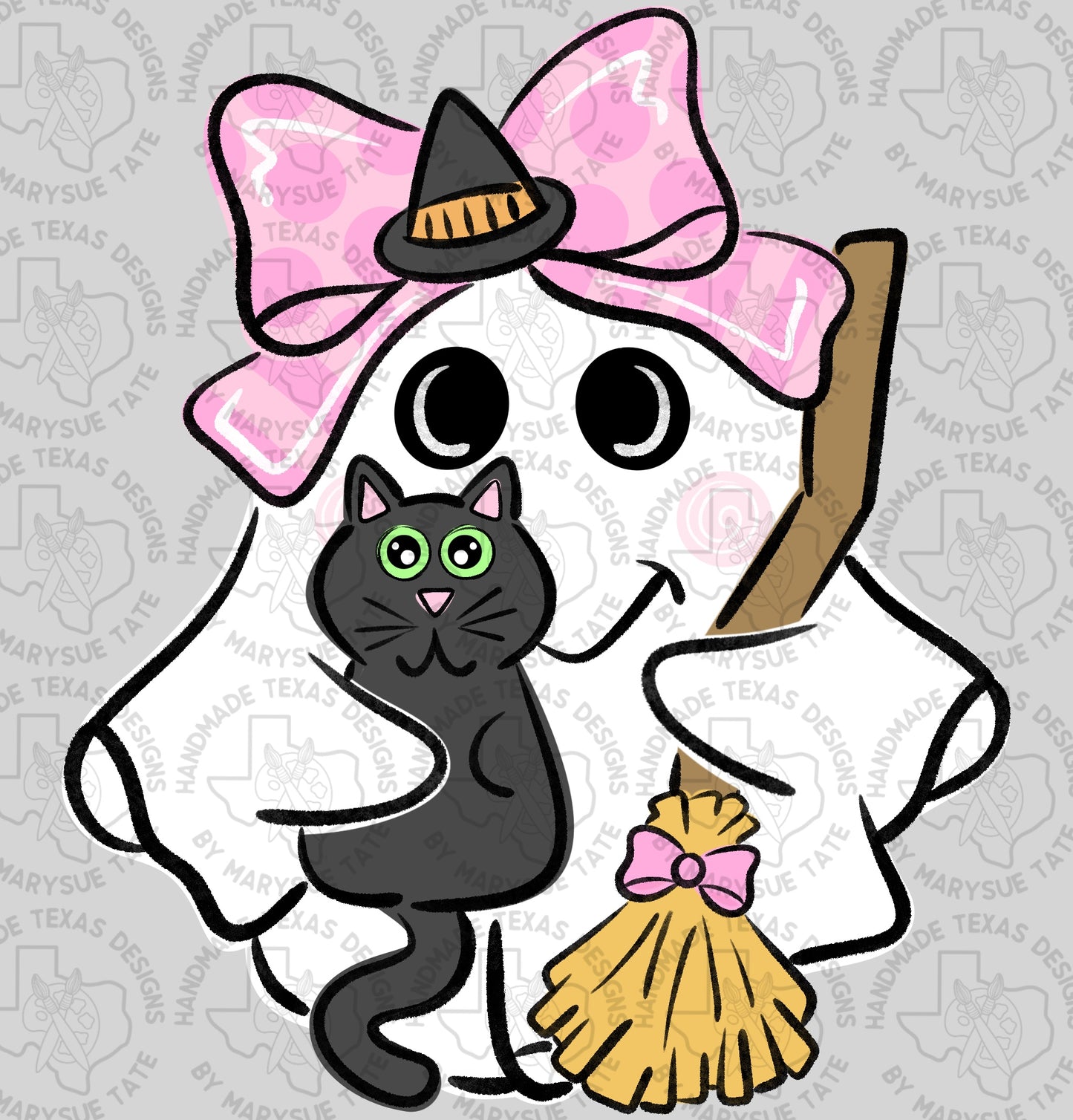 Bow Ghost Witch - Handmade Texas Designs