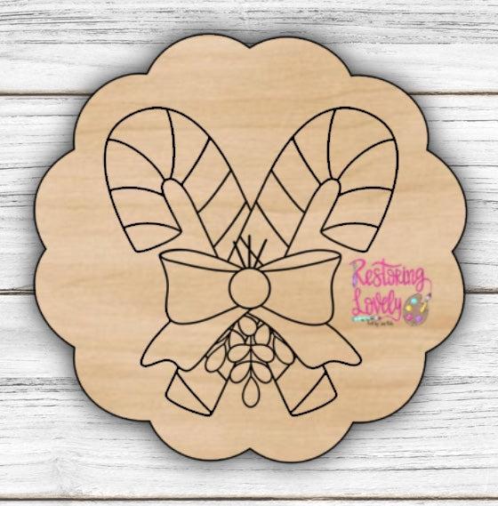 Candy Canes Bow Scalloped Edge  - Restoring Lovely