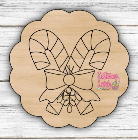 Candy Canes Bow Scalloped Edge  - Restoring Lovely