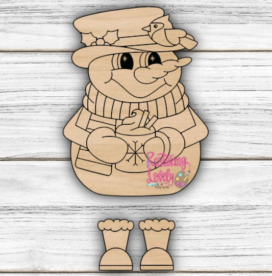Cardinal Snowman Ribbon Legs - Restoring Lovely