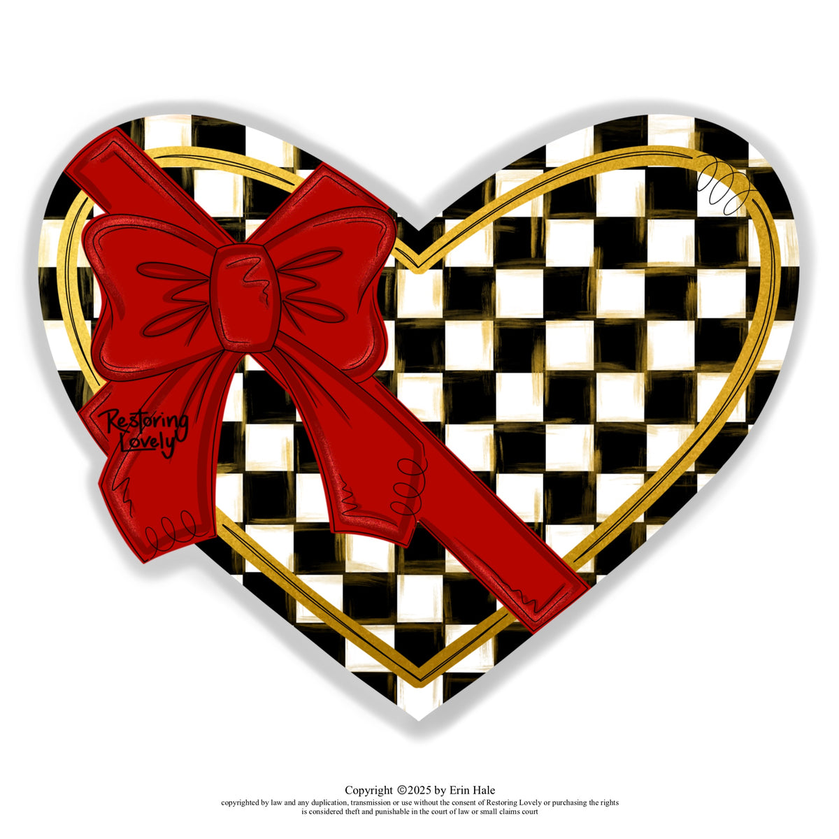 Checkered heart with bow - Restoring Lovely