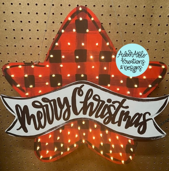 Lighted Star Tree Topper Merry Christmas
