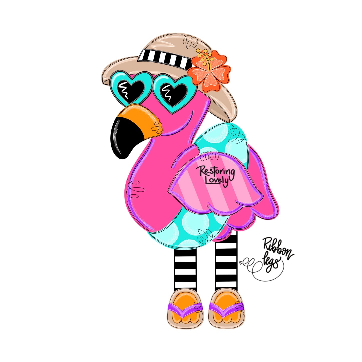 Flamingo with Float Ribbon Legs - Restoring Lovely