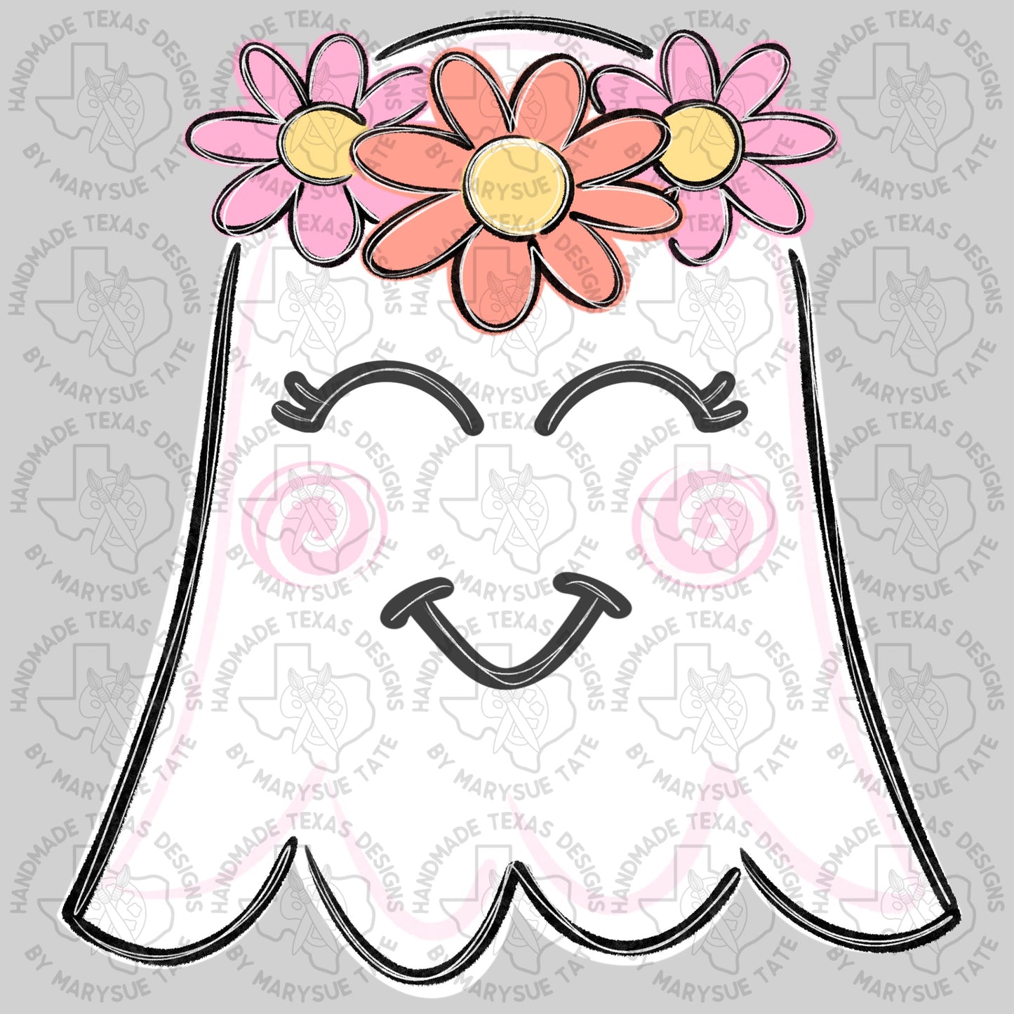 Flower Crown Ghost - Handmade Texas Designs