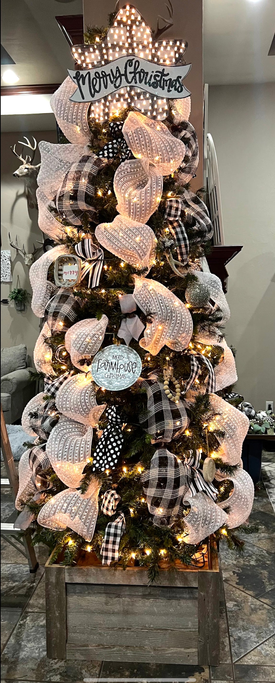Lighted Star Tree Topper Merry Christmas