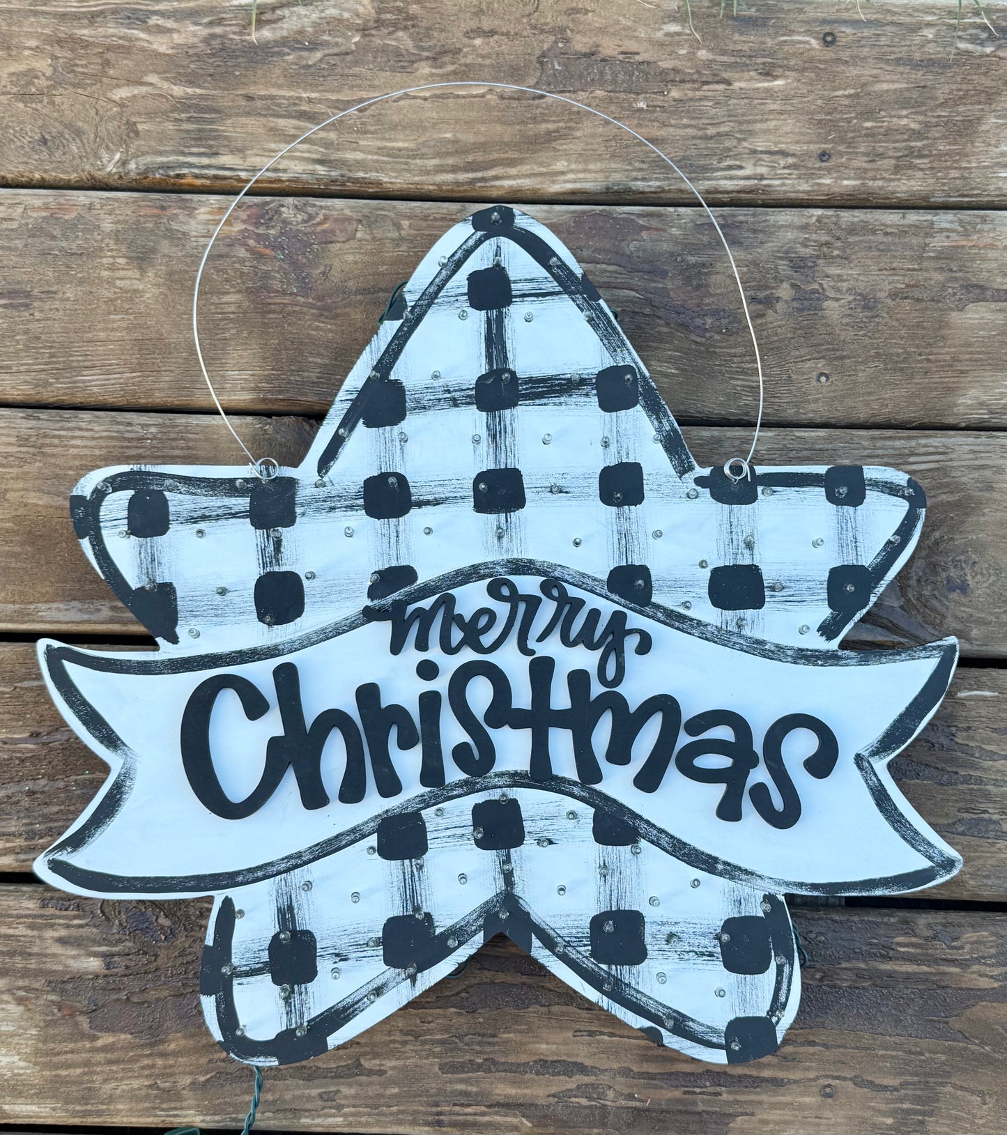 Lighted Star Tree Topper with 3D Merry Christmas