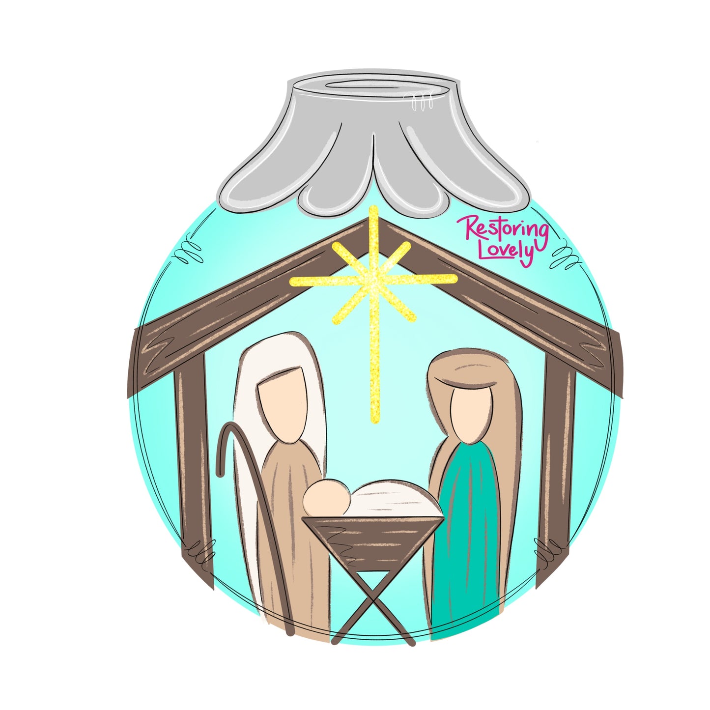 Nativity Round Ornament - Restoring Lovely