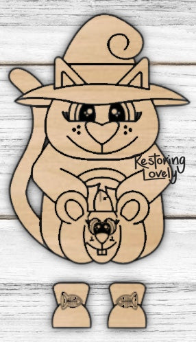 Ribbon Leg Witch Cat - Restoring Lovely