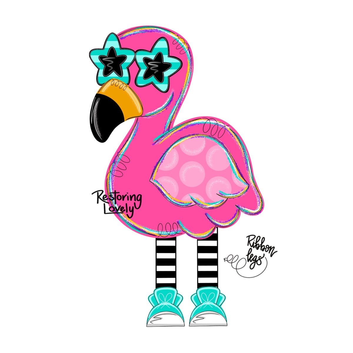 Ribbon Legs Flamingo - Restoring Lovely